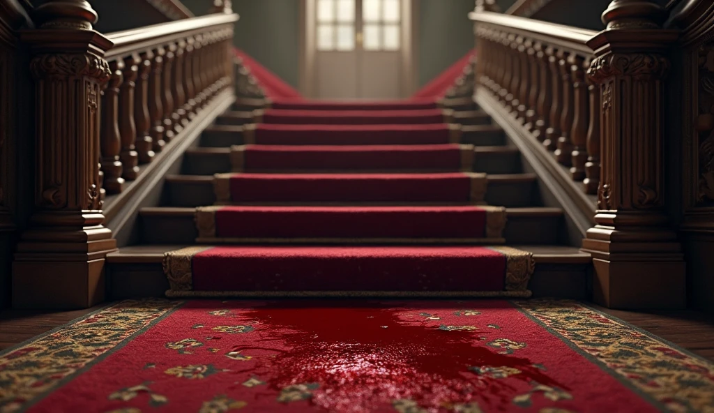 terroral,A red coffin,A hand crawled out of it,The coffin lid was not fully covered,Horror background rendering,There was blood oozing from the coffin