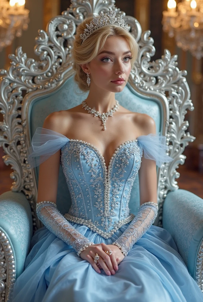 8k,Blond bushy haired adult woman,so beautiful(Like the real thing), Big smile, elegant, Blue Dress, The enchanting aristocrat, silver element, Long nails, Exposing shoulders, Hairstyle, Beautiful expression,blue eyes, Messy, I am proud, Absurd, Elegant dress, Royalty, celebration, Hall decorated with flowers, Cowboy Shot, Portraiture, (highest quality), (Tabletop), (Very detailed), masterpiece,highest qualityのフォトリアリスティックなRAW写真。Backlight, Cinema Lighting, Film Grain, to be born, 50mm lens, Nikon D850,Ultra-Realistic Skin,Fantasy art,Character Art,Ultra-high resolution,A muscular and slender macho man,Perfect hands,compensate,Bust shot close-up,Dynamic pose,
