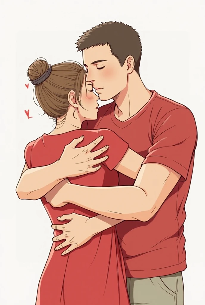 a cartoon of a man and woman hugging each other, wikihow, wikihow illustration, hugging, couple pose, hugging each other, kissing, kissing together cutely, kissing together, kissing, hugging, woman holding another woman, Male and female, touching, rotoscoped, really realistic, like, couple kissing, extremely emotional, kissing each other, very realistic