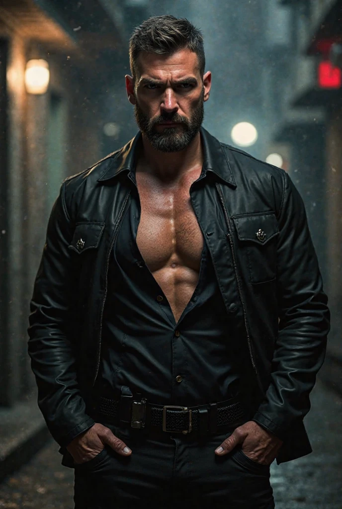 A full body view of a ginger male werewolf wearing clothes that werewolves typically wear.