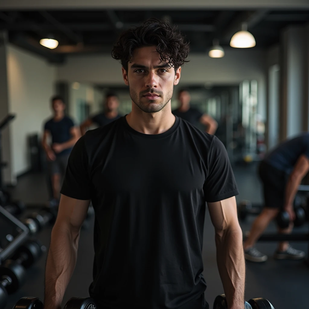 Um homem brasileiro, personal trainer watching his students' workouts.