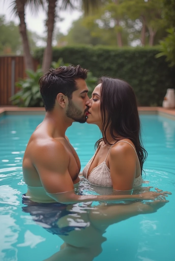 A young boy kiss both Sunny leone and Katrina Kaif in bathtub of bright colours all are naked