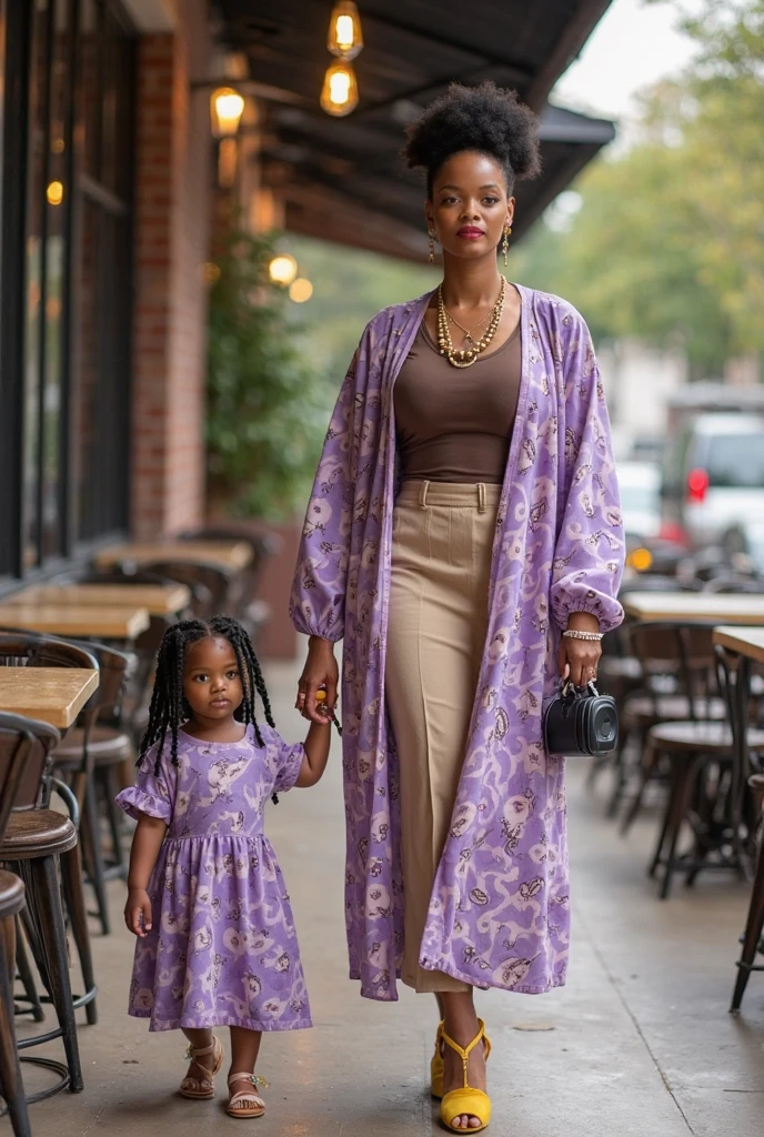 araffe woman and  in a clothing store buying clothes and shoes, wearing pink top, blue Jean trousers, longbead earring and accompanying by her 4-year old son, gorgeously dressed with a purse, hyperrealistic”, hyperrealistic ”, hyper realistic”, hyper realistic ”, highly realistic”, by derek zabrocki, in style of nadine ijewere, by Lily Delissa Joseph, by Emma Andijewska, fashionable, super realistic”, photorealistic”, photorealistic ”, fashion, by Lena Alexander, trending artwork