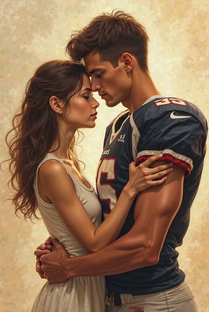 Female Soccer Goalkeeper Kissing A Normal Man Without A Shirt But With Pants The Man