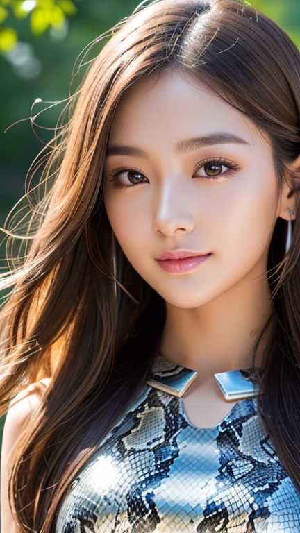 Height: 170cm:1.5, 30 years old、Fit from head to toe in the frame、whole body、(Double big eyeaintain this face and pose image:1.5、Pale face and blowm eyes:1.3、Ultra-thin pale face and eyes:1.3, blown eyes:1.3、{RAW shooting、, highest quality}, {{Masterpiece}}, {Very delicate and beautiful}, Outstanding light and shadow, Highly detailed wallpaper, Sunny and bright sunlight, whole body, whole body、 girl, , blush:1.2、Shaggy light brown long hair:1.5, Strong sunlight,  Delicate Hair,Realistic skin texture, B cup breasts、valley, Fresh, Young Skin, Visible wrinkles on the skin., Broad shoulders:1.4, ((A strong light shines on your face:1.5)), necklace、ring、Earrings、Toothy smile:1,5、smile:1.5, Ray Tracing、Cropped organic linen halter top（Pastel lavender）、High-waisted pleated linen blend culottes、Vegan leather slingback flatetallic silver mini backpack made from recycled ocean plastic、Sustainable Wood Geometric Necklace、(Toothless smile:1,5)、(Toothless smile:1,5),