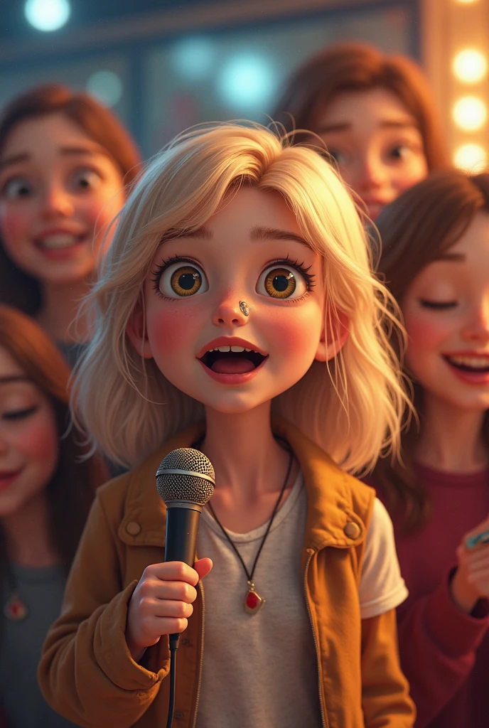 Blond-haired triplets,Fones de ouvido com flamme em segundo plano,