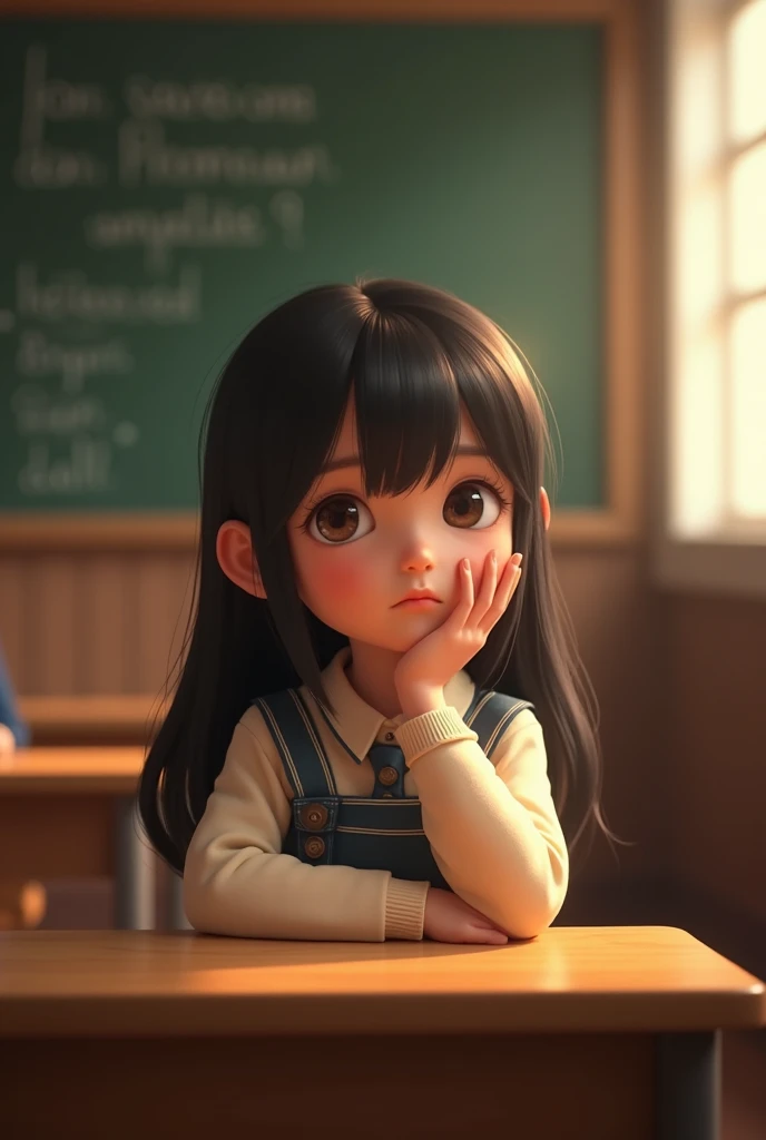 Classroom, high school students, girl is looking me lovely, shy face,shy face