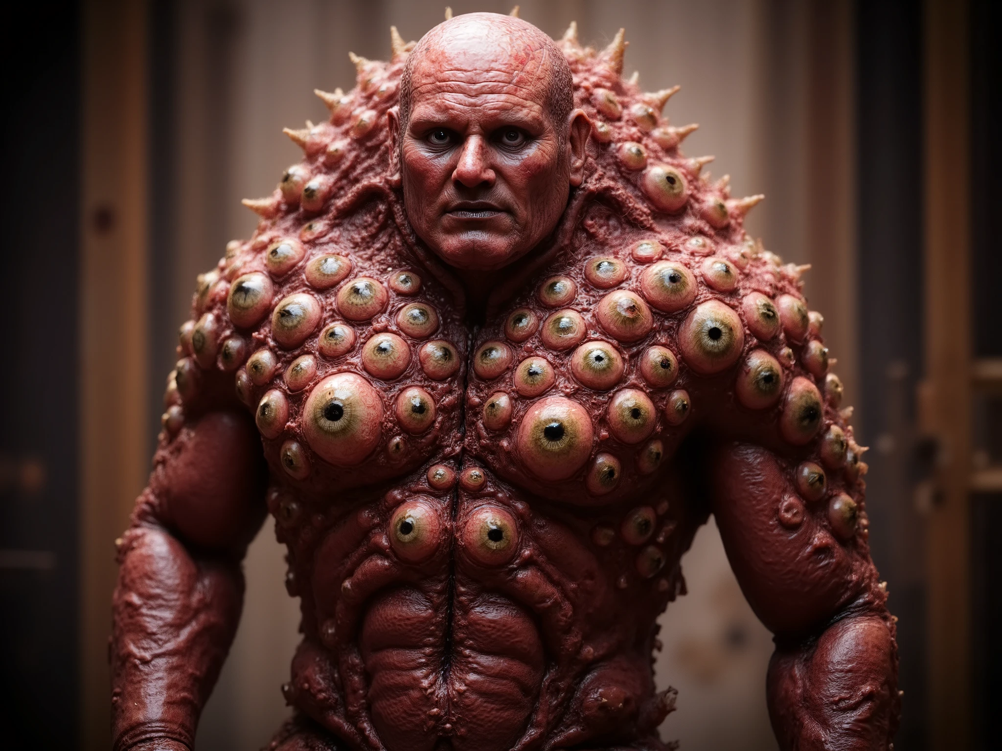 fleshmutant bodyhorror working at a fast food restaurant,close up,, true to life, HDR image,High detail resolution,soft eyes,natural skin,high detailed face,high detailed cloth,film photography,vintage,cinematic lighting,realistic,sharp focus,(very detailed),((4K HQ)),depth of field,f/1.2,Leica,8K HDR,High contrast,shadows, bokeh,(detailed and realistic skin texture),(detailed clothing),(detailed background),detailed skin,(highly detailed skin),(8K HDR photo),realistic texture,realistic shadows,accurate to life,living image,lifelike