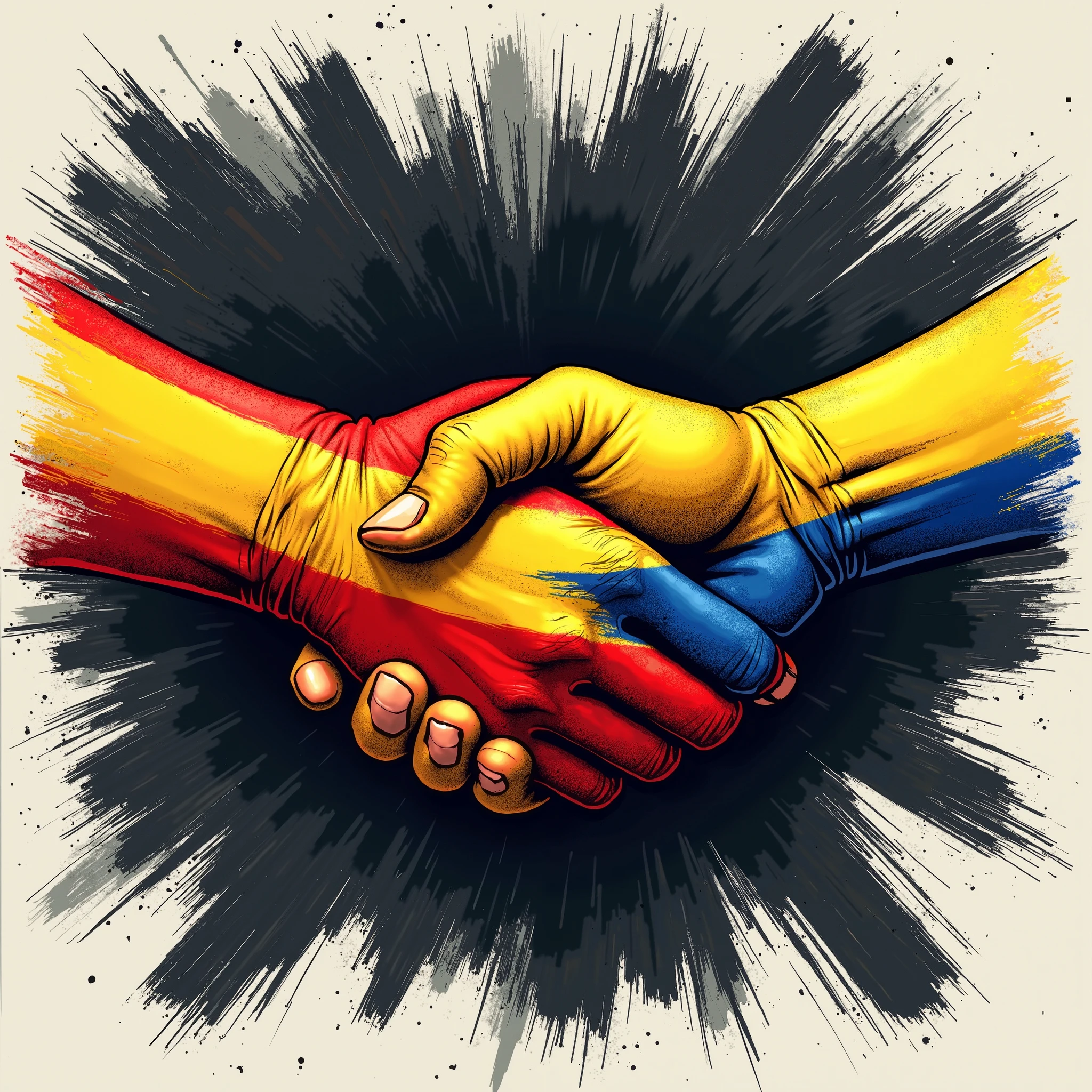 I want you to make me two hands in the shape of a heart, one hand with the Peruvian flag and the other with the Chilean flag.