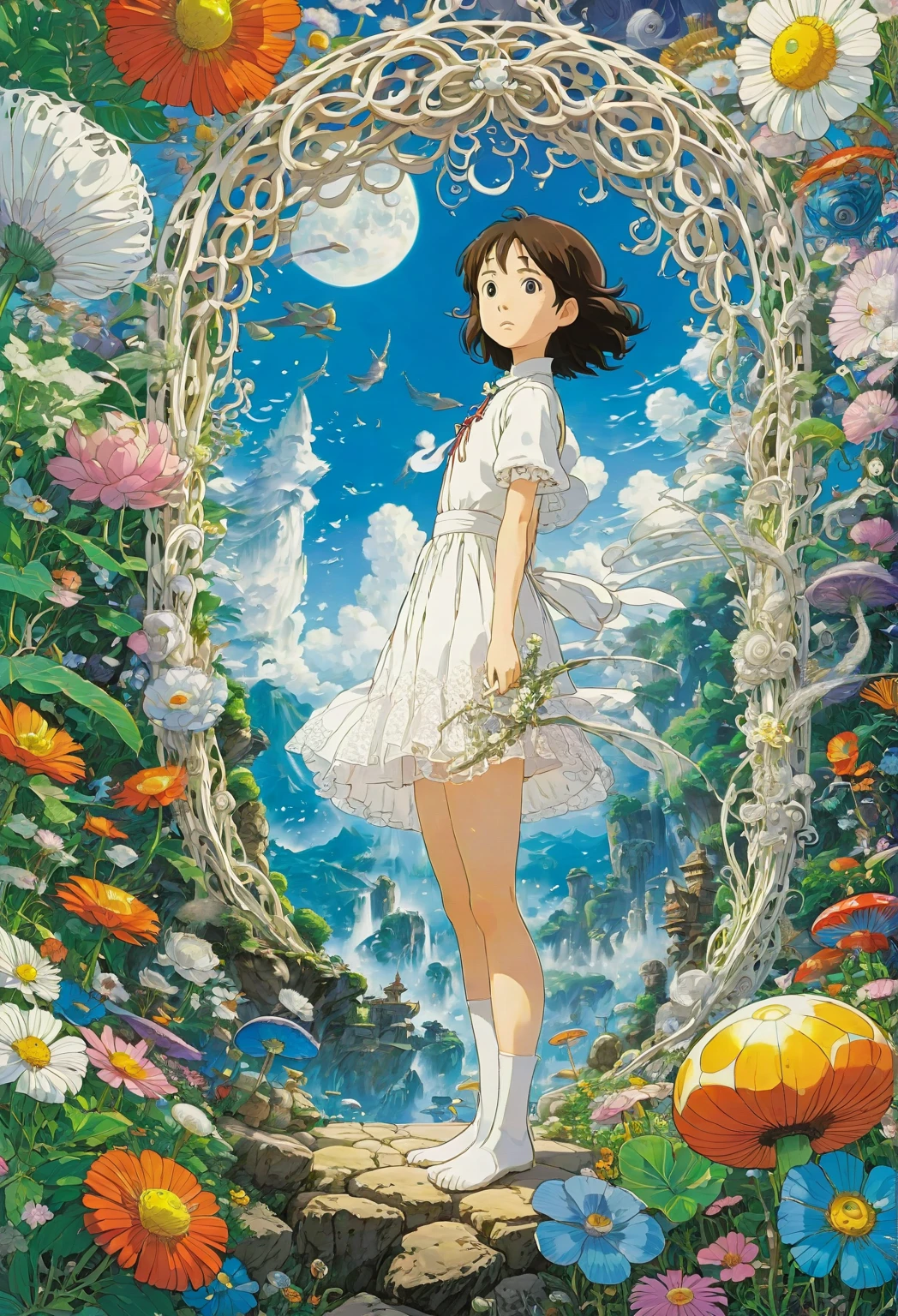 white lace, by Studio Ghibli, Best quality, obra-prima, theme, Perfect Composition, intricate details, ultra-detailed
