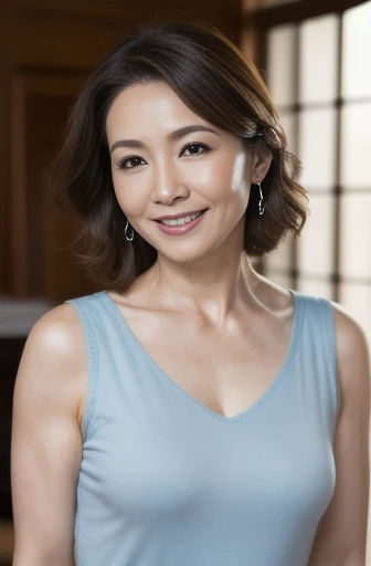 (Best Quality, hight resolution, Hires, Skin definition, Detailed skin, Detailed eyes, Detailed face, 4K, 日本人A MILF, ((独奏)), (((50 years old))), (Wrinkles at the corners of the eyes:1.6), (nasolabial folds:1.3), Very large breasts, A MILF, glamor, A sexy, Chromo-white skin, ((Shorthair)), Looking at Viewer,(((my skin is old))), ((muscles are old)), Super large udder, ((Japanese Models)), 4K, 8K, (photoRealistic:1.5), Realistic, nffsw, Beautiful, Bimbo, Perfect makeup, small diamond necklace, piercings, ((dark blue satin dress, tight skirts, high-heels, )), thick thighs, (Saggy buttocks), Curve, ssmile, Public places,