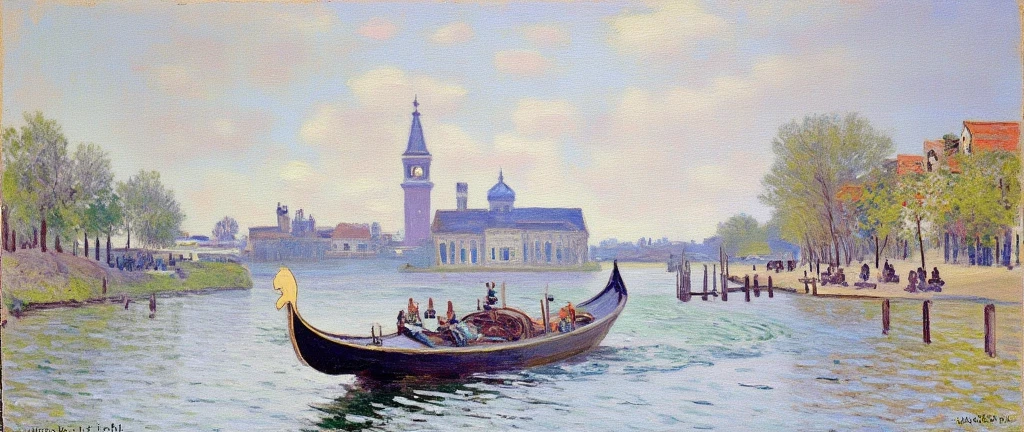 the Grand Canal in Venice by Ettore Tito and urban_sketchbook <lora:urban_sketchbook:1>