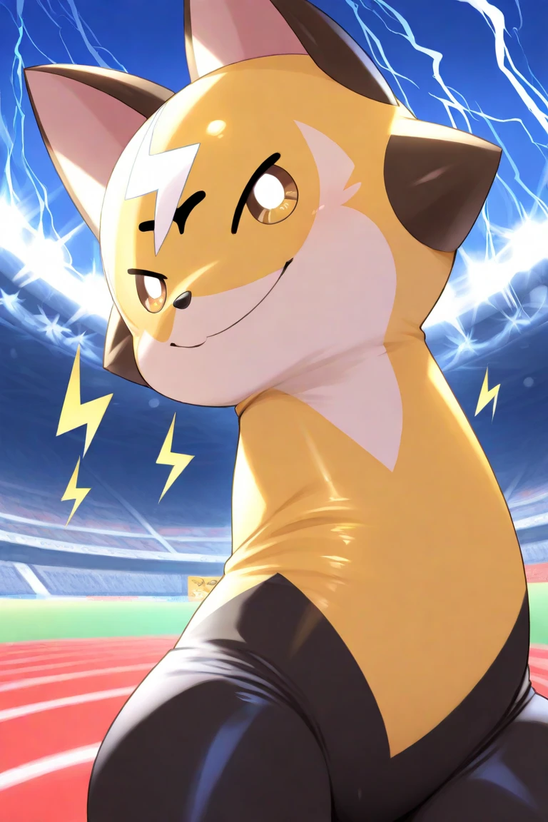 (chibi Emoji Meme), anime art style, funny photo portrait of a grotesque (Olympic High jump athlete kangaroo), upper body, strange eyes, Olympic background, emoticon. emotional, dynamic movement, vivid, (masterpiece, best quality, absurdres, ultra-detailed, intricate details:1.3)