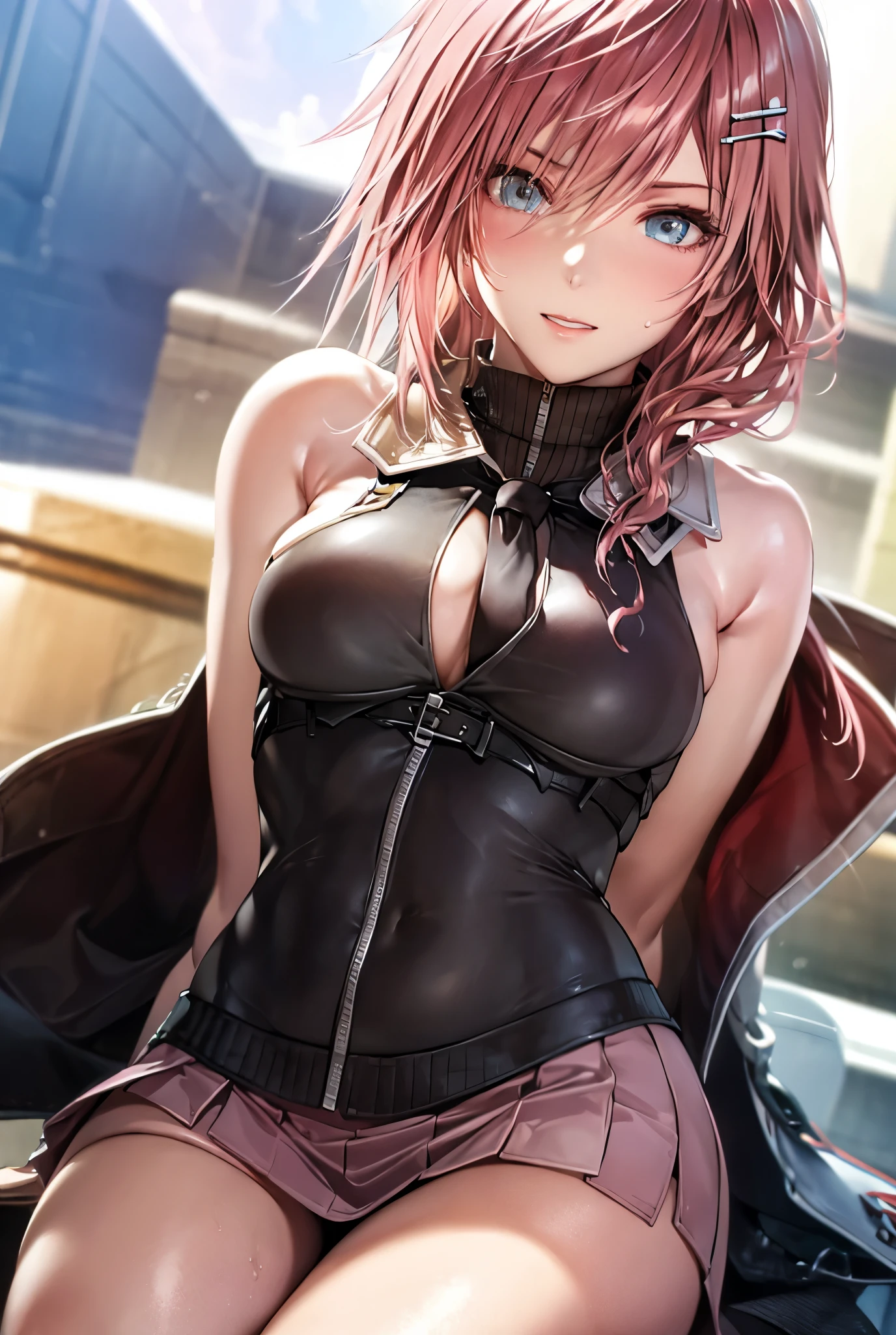 (Highest quality). (Super detailed). (One girl), View the viewer. (Detailed Background). Beautiful and fine details. Delicate and beautiful face. (High saturation), Big breasted, Saggy breasts, Sexy Lingerie, whole body, Long legs, (((Huge breasts))),pregnancy