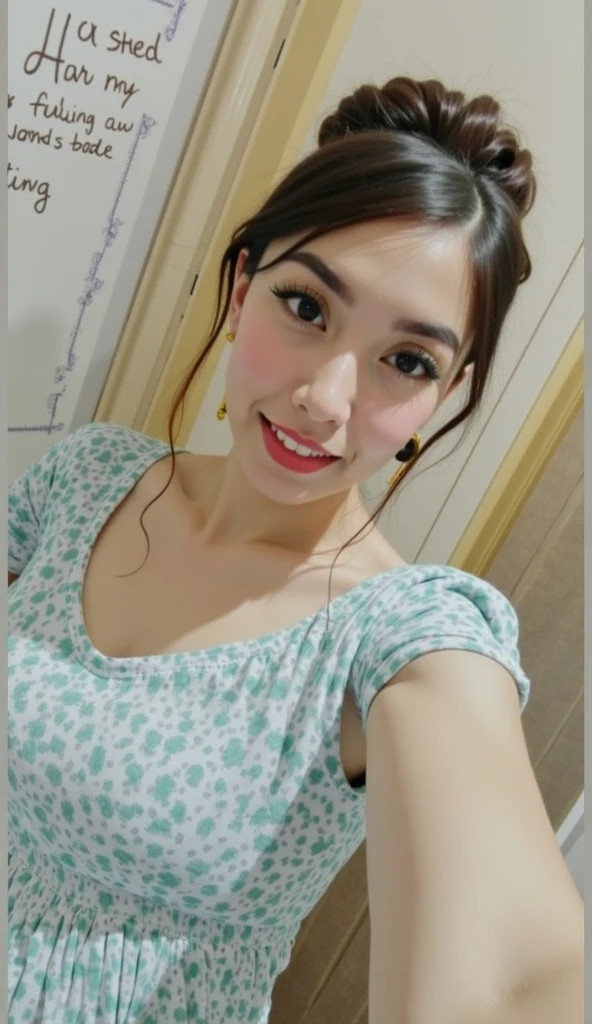 woman with glasses short hair white fat smiling brown eyes
