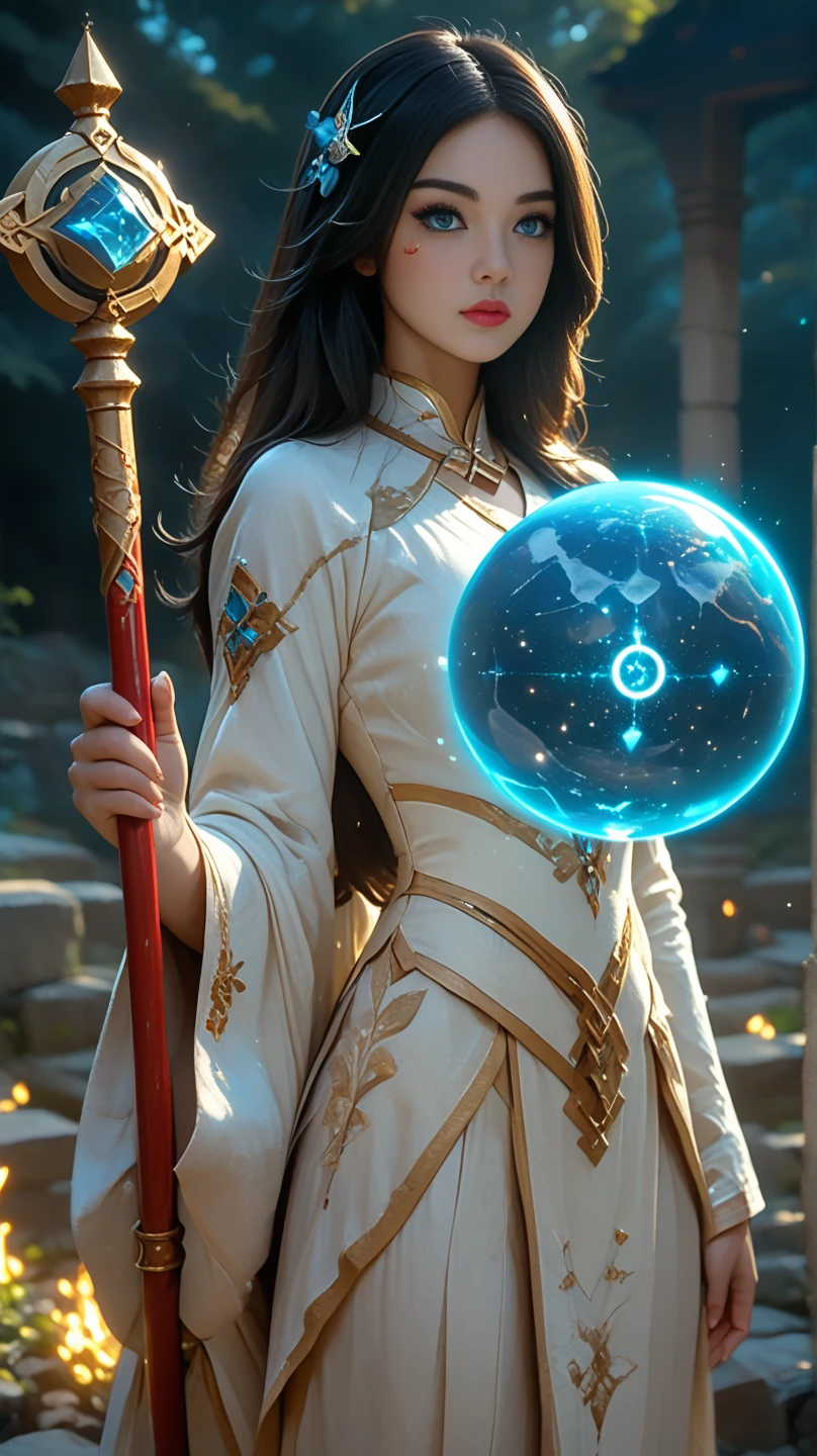 (Extremely close-up of Hands:1.5), ultra-detailed, V0id3nergy, magic circle, Raw photo、(Realistic)、(masterpiece)、(Highest quality)、(High resolution:1.37)、(8k)、(Perfect Anatomy:1.3)、(Beautiful Eyes)、Beautifully detailed face、View your viewers、One Girl、(A large crystal ball is floating above the palms of both hands.:1.3)、Perfect fingertips、A confident smile、magical realism、(Focus on your hands and eyes)、Completely naked、Super big breasts pointing upwards