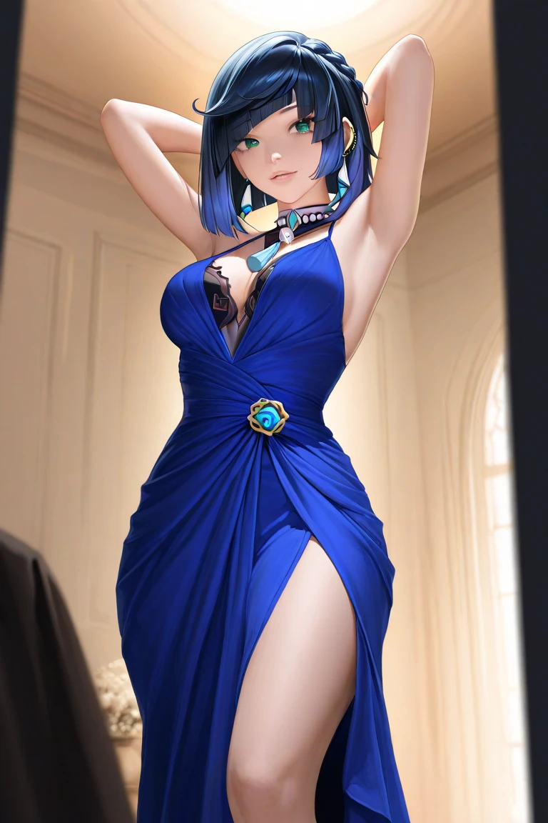 arafed woman in a blue dress sitting on a wooden floor, beautiful portrait of nami, beautiful alluring anime woman, photorealistic anime girl render, japanese goddess, nami one piece, photorealistic anime, beautiful anime woman, seductive anime girl, beautiful digital artwork, extremely detailed artgerm, anime girl cosplay, nami from one piece