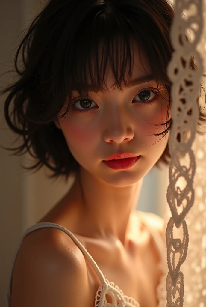raw photo, (Polaroid photos, photos that look like they were taken with a Polaroid camera:1.1), Water drops on window, heavy rain outside, Strong fluorescent light, sitting woman, 25 yo, (bangs hair:1.2), (infrared hair, messy hair:1.36),faint lips, cowboy shot, front view, wear a miniskirt police costume , in the train, rural landscape, window, on seat, her peaceful expression and gentle breathing create a calming atmosphere,, natural skin texture, hyperrealism, hdr, hyperdetailed, RAW photo, photorealistic, best quality, highres, realistic, 8k, caustics, dynamic light, beautiful and delicate lips, delicate fingers, detailed pupil, real human skin,