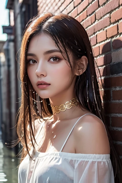 Indian girl, Indian face head to bindi,(extra detailed body、extra detailed face、best qualtiy:1.2)、femele、looking at the viewers、(Transparent hair、very fine hair、hair shining in the light、Golden hair、Straight hair:1.5)、Jewelry Earrings、Lace choker、(Green lingerie)、dress with fancy decorations、lace lingerie、see-through lingerie、small tits、beautiful foot、dynamic ungle、Full body photo、Glitter background, full nude, full sexy girl.