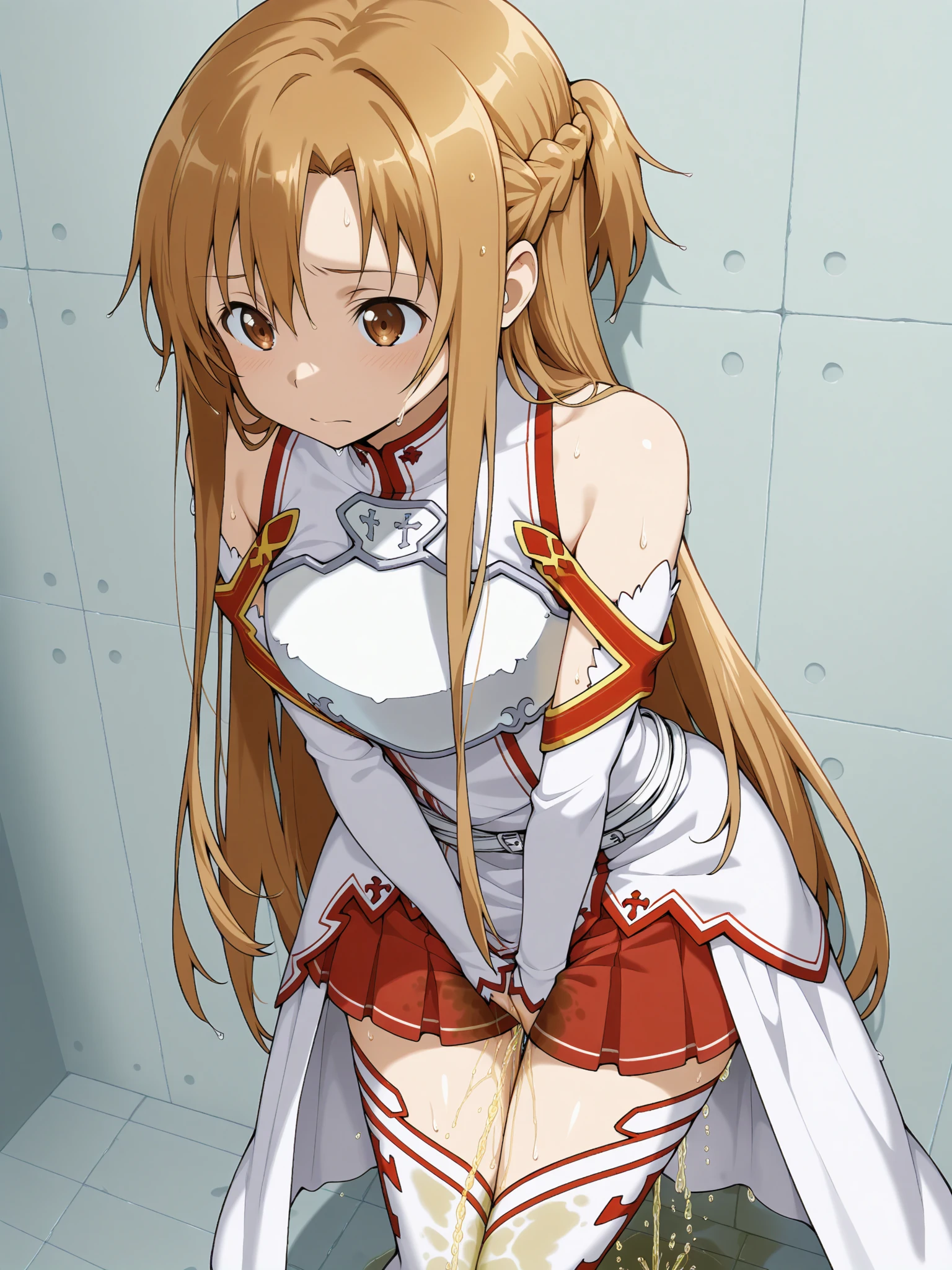 (masterpiece, highest quality:1.2), One girl, alone，(masterpiece, highest quality:1.2), One girl, alone，{{Asuna Yuuki(SAO)}}},official style,
One girl, alone,stage,Portraiture,View your viewers，((Cotton panties with crotch))，(((Skirt flip, I can see your pants)))，From below，Embarrassing，blush，From below，From below，