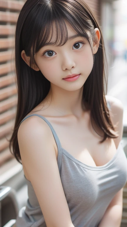 1 girl , big long hair, Bun hairstyle, Upper Body, Close-up photo, facing the camera, D cup breasts, There is a round protrusion on the chest, angry, Gathering Qi in the mouth,  rain , Street View.