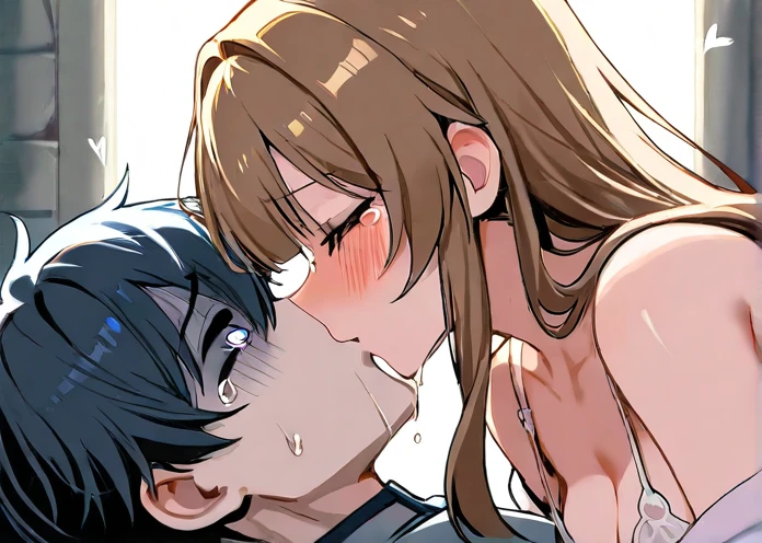 score_9, score_8_superior, score_7_superior, highest quality, masterpiece,((artist:shinkai makoto)), artist:akinashi yuu, artist:orion_(orionproject) , fantasy, official art, megami magazine, break, 1 boy, 1 girl, short hair, black hair, red ribbon, red bow tie, small eye, brown eye, beautiful detailed eye, expressive eye,small breasts, blush, Sweat, shirt, school uniform, nipple, bottomless,hetero, vagina,penis, sex, Clothed sex, intense sex, rape, clitoris, pussy, pussy juice, when in the womb, moving line, Japanese_sound_effect, Japanese_speech_bubble, Japanese_talked_heart, Moist_eye, heavy breathing, female orgasm, trembling, indoor,In an abandoned warehouse. break, ssuperiorer detailed skin, shiny skin, rough skin, so beautiful, 8k, Beauty Illustration,,photoshop_(Moderate),game CG,No correction,