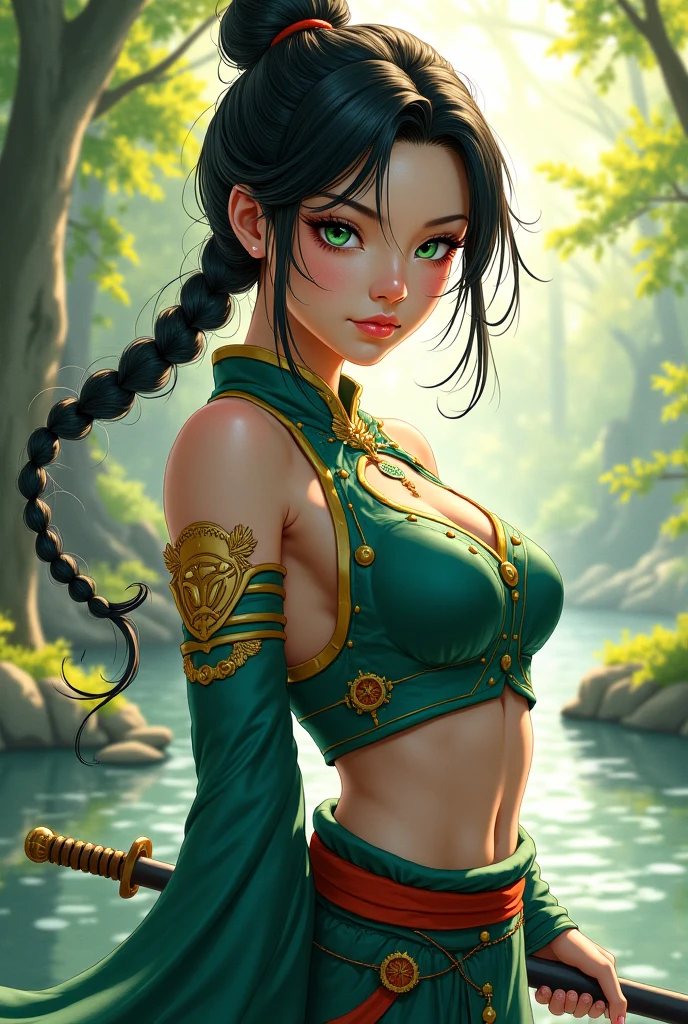face expression smirk,smirkinggreen eyes shadowheart ,oiled skin,solo, masterpiece, best quality, shadowheart, black hair, braided ponytail, green eyes, big tits, vagina ,circlet,full body , full shot , unhappy, sketch, looking at viewer, forest background, posing , sexy pose, blushing, oily skin, sexy, big tits, sexy pose,abs,muscular,forest , glowing eyes , forest background , (sexy posed)