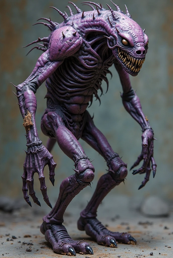 Dark fantasy of a purple cat, CatNap stands in a quadrupedal posture and can break into deadly bursts of speed. His feline physiology further grants him increased agility and his elongated limbs allow him a significant height advantage over most prey. CatNap also has sharp metallic claws which are able to retract from his fingertips, much like the claws of an actual cat. They appear to be strong enough to carve through wood and even metal, as he uses them to carve messages into walls. When killed by The Prototype after his boss fight, blood can be seen splattering out from CatNap's wounds, heavily implying an organic nature like all of the other previously encountered toy experiments. A fully formed spine, rib cage, and pelvic bone can be seen underneath the skin of CatNap's emaciated torso. In a playcare factory Abandoned 