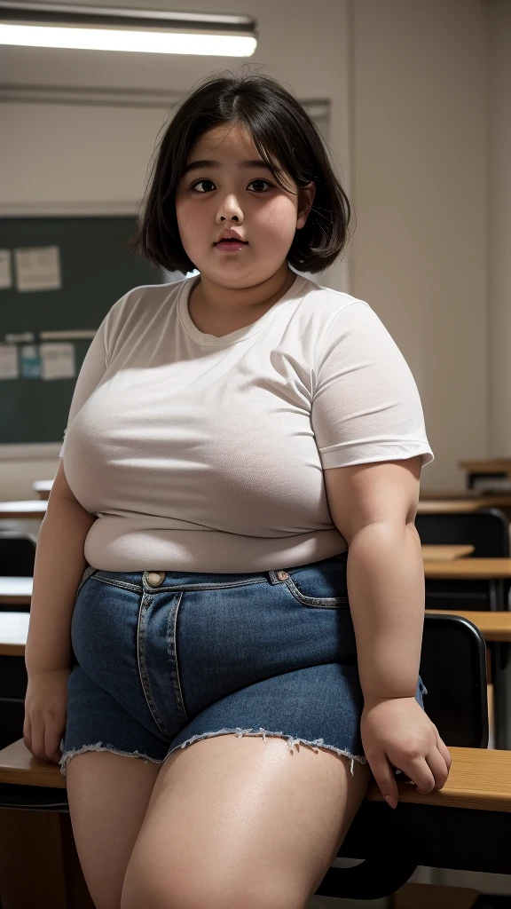 a fat obese ,chubby overweight ,young fat girl in ,cute plump schoolkid,heavy set young girl,thick student,extremely obese young female student,very fat and heavy young girl,stout short haired girl in school,chubbychild in classroom,cute pudgy young student