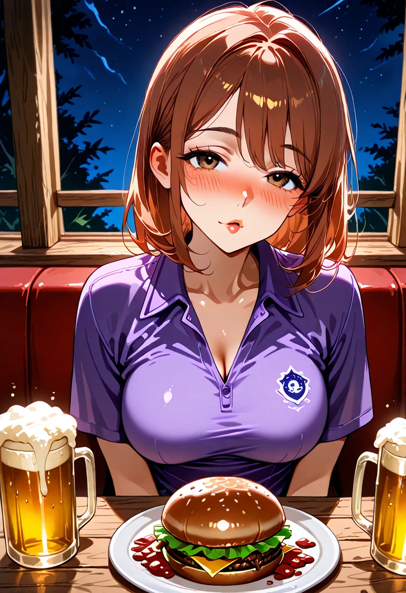 My happy honda, underwear, Seductive,big detailed breasts, short hair, by the cafe, blue eyes, excited, taking off the clothes