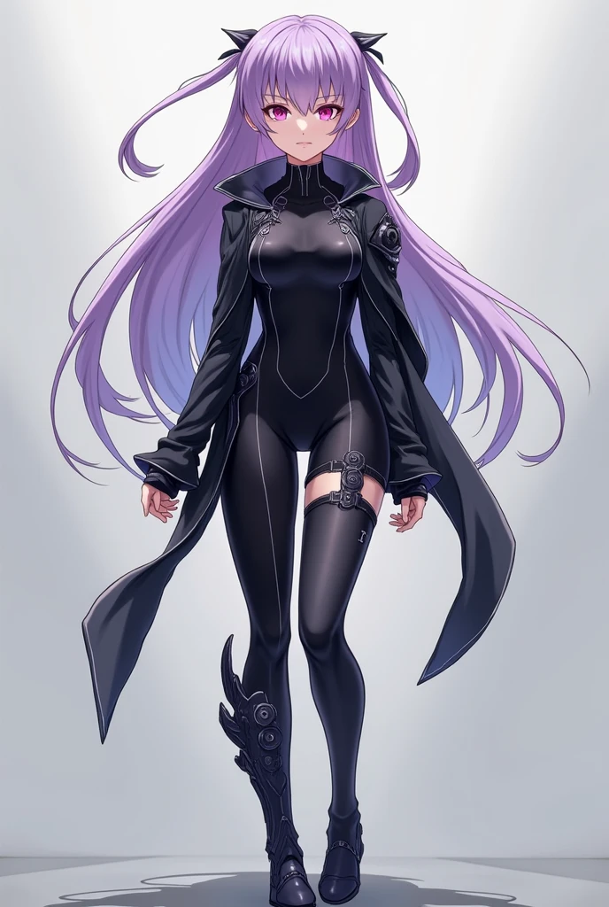 (Masterpiece), Best Quality, ultra-detailed, 1girl (jessie pokemon, Big and pretty breasts, naked body, purple hair, long hair,blue eyes, half-closed eyes),evil face, smirk, parted lips, head tilt, mascara, full makeup, black eyeshadow, red lipstick, solo,black tight bodysuit(zipper), in the cellar, dark, dark light, standing, Sexy waist teasing,from_below, full body