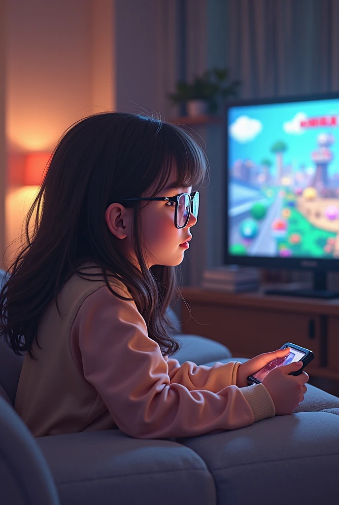 A girl watching the YouTube channel 
