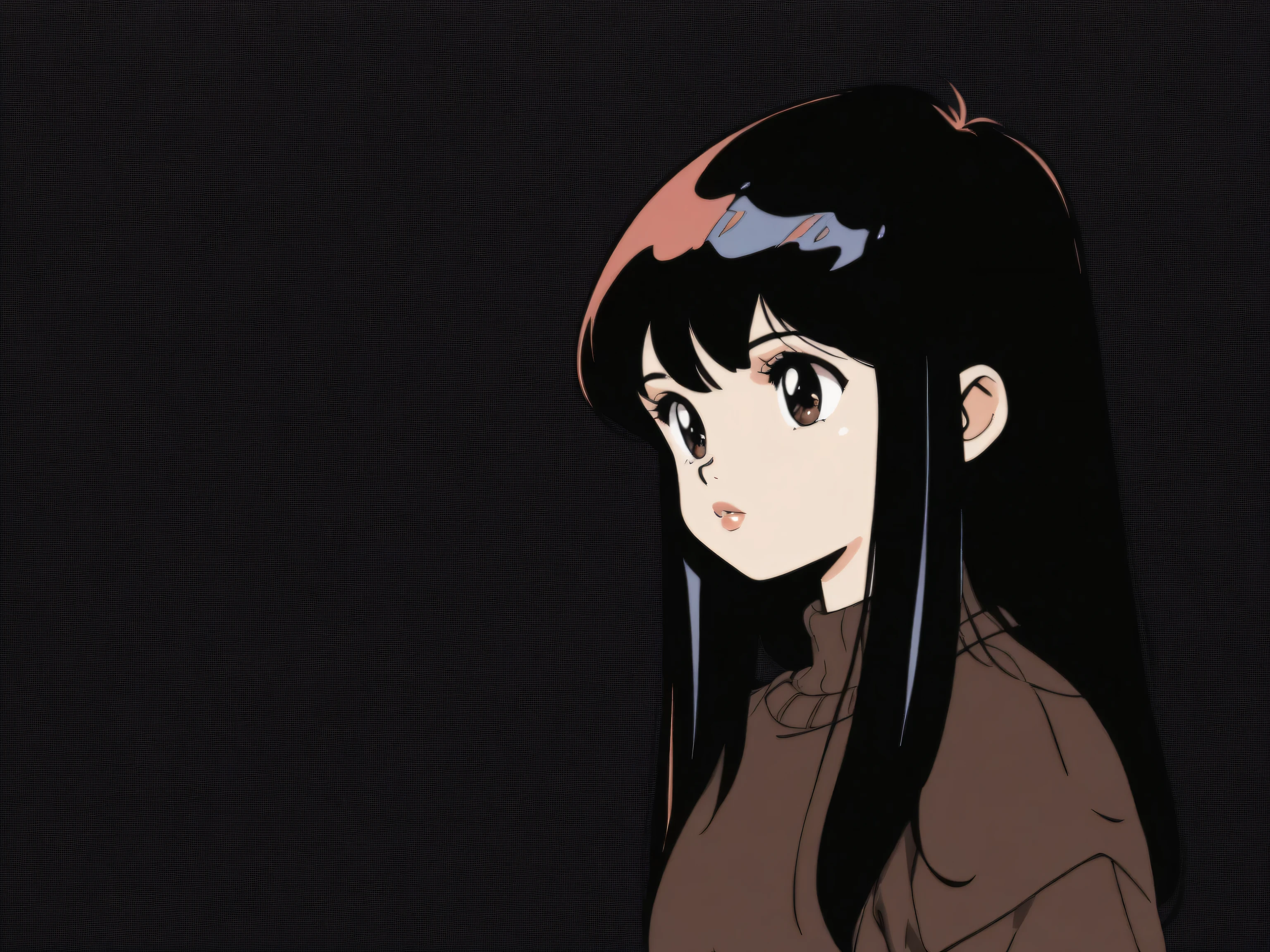 (highest quality, sketch:1.2), Dark monochrome background, anime,Illustrator,anime,1 girl, Detailed lips,sweater,custom,background completely black, Neon Hair,Texture Cropping,Canadian, masterpiece, Style: Retro Classic, Dark Black, art, black background,
