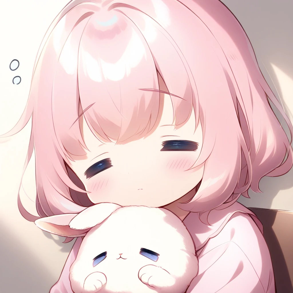 Pink Rabbit Gril Pink、Rabbit、girl、cute、upper body、tired - SeaArt AI