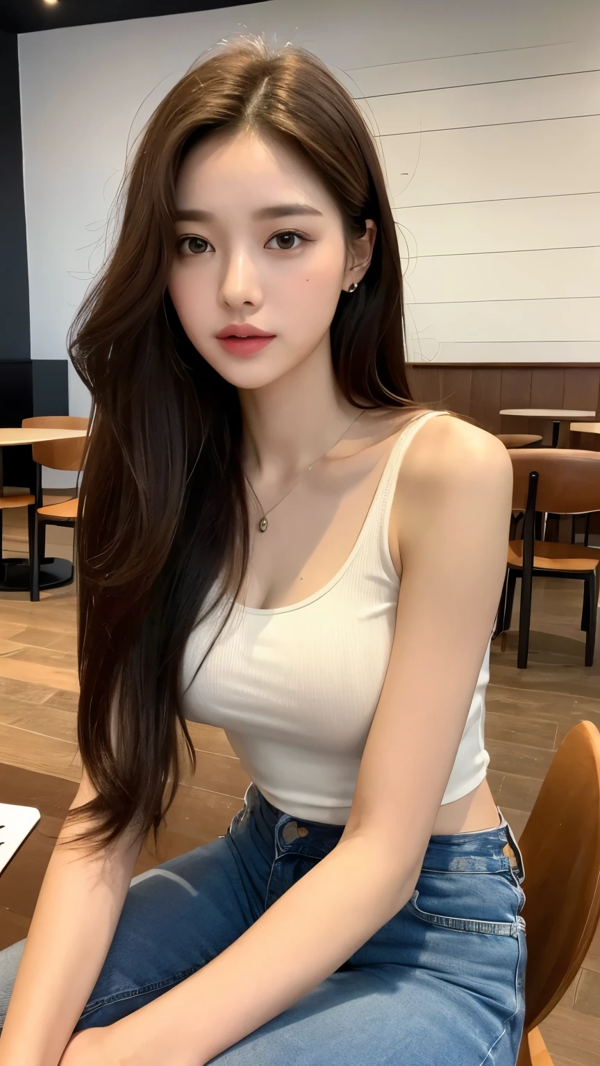 best qualtiy,tmasterpiece,超高分辨率,8K(真实感:1.4),RAW photogr,A picture,1girll,filmgrain,A picture,Natural skin texture,Realistic Eyes and Face Details,lipsticks,((Pink floral slip top)),denim short,(Sit in the restaurant and eat),(the table is full of food),Hair fluttering in the wind,nature backdrop,blur backgroun,detailedbackground,Glowing skin,Light smile,Real images,light and shadow effect,Natural soft light,Studio quality,and the sun was shining brightly,Precise and perfect human anatomy,Hair details,Long-range shooting,Full body photo