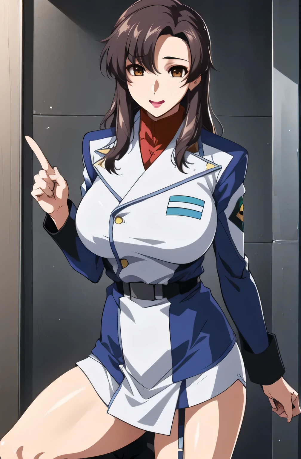  I want to see my nipples through my skin when wet，（faceの表情をさらに繊細に描いて下さい），Please draw big breasts even bigger，wear long boots that reach the thigh ，Raped，draw big breasts even bigger breasts，脚を開いて青colorパンティが見える，wet 、I want to see through her skin，，garter belt，                        2-high stockings                                               ，   faceの表情をさらに繊細に描いて下さい，40歳大人のcolor気のある女性，，             足を広げると青colorパンティが見える，            ,  Office Lady Uniform，スカートの丈をさらに短く描いて下さいfaceの表情をもっと繊細に描いて下さい，The skin on the jacket is hidden by the uniform，That's enough for me，faceに表情をさらに繊細に描いて下さい，             simple background    , Please draw big breasts even bigger breasts,巨乳でも                        waist                        が細い，
military uniform, military,              jacket,                                             blue and white uniform ,draw a shorter micro skirt, my whole body，  
前hair,茶color_hair, length_hair,red eye,lipstick,Compensate,
              1 Girl, 40歳大人のcolor気のある女性，,                                             young woman      ,beautiful Finger,beautiful length legs,beautiful body,beautiful Nose,beautiful character design, perfect eye, perfect face,expressive eye,                                    perfect balance                                   ,
 ,(Focus on her face),                                           I closed my mouth                             , (innocent_big_eye:1.0),light_笑face,
             Official Art,               very detailed CG 、                                 uniform 8k wallpaper                ,  Full light,colorful,                                          bright          _Front                            _face_lighting,                               white skin,
(masterpiece:1.0),(Highest_quality:1.0),          ,4K, very detailed ,
    カメラのlengthを描いてください, 8k,  High image quality,  High image quality,              absurd:1.2,               Kodak Portra 400        ,               film grain  ,          I'm sleeping on a private beach with my legs open、前hairのあるモデル 、Sunlight on Blurry Background, Bokeh:1.2,               lens flare              , (                    vibrant_color:1.2),   プロの    カメラのlengthを描いてください ,
(beautiful,huge_men's white needs:1.4), (beautiful_face:1.5),(Narrow                               _                        waist                        ),