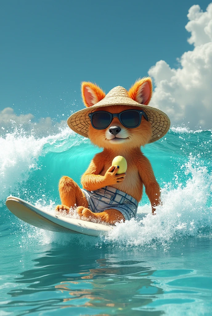a cute Fox kid character Exercising in Atoll <lora:COOLKIDS_XL_0.3_RC:0.8>
