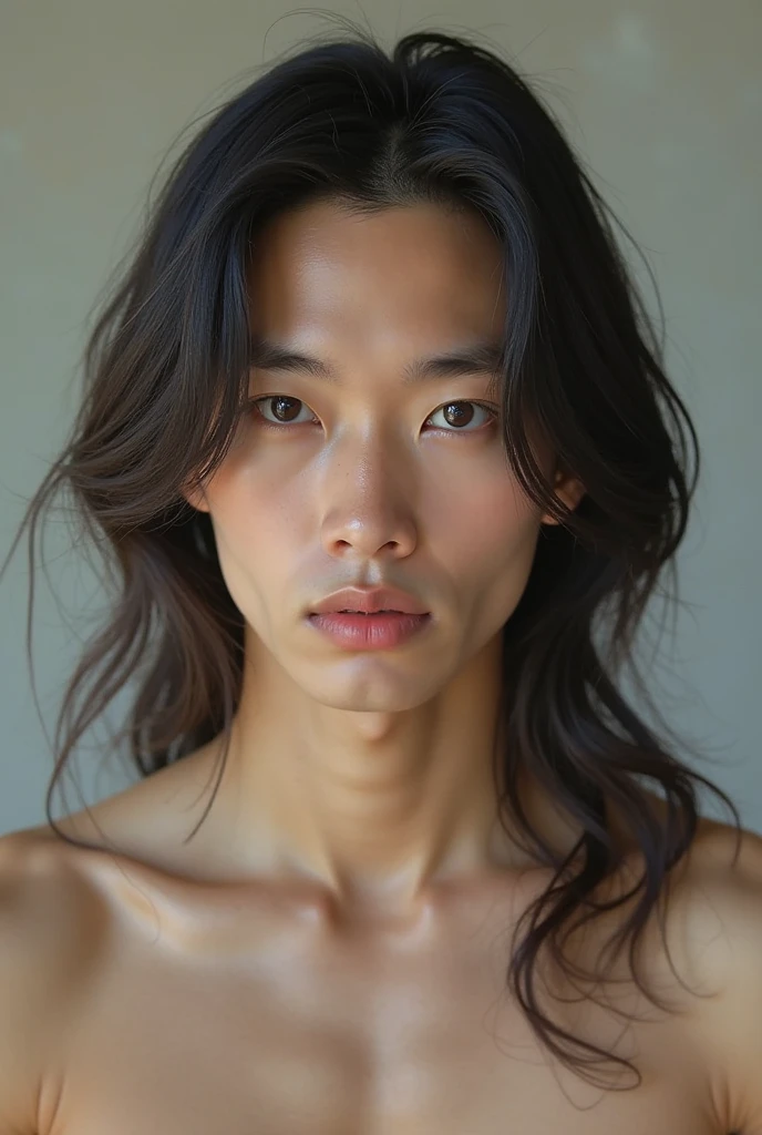 Photorealistic portrait of a young man with delicate Korean face blond green eye.long hair. ((man with blonde hair and green eyes)).shirtless. with long blonde hair, bde underwear in a bathroom, a Renaissance film still in the style of Zack Snyder, winner of the tumblr contest, hurufiyya, Renaissance painting, male, still film, candles in the background, candlelight, cinematic lighting. photography, detailed symmetrical realistic face, extremely detailed natural texture, peach fuzz, long hair, masterpiece, absurdists, nikon d850 film stock photography, kodak portra 400 camera f1.6 lens, extremely detailed, amazing, fine details, hyper realistic texture, dramatic lighting, unrealengine, trend in artstation, cinestill 800 tungsten, looking at the viewer, realistic photo, RAW photo, TanvirTamim, high quality, Highres, sharp focus, extremely detailed, cinematic lighting, 8K UHD, -imagine