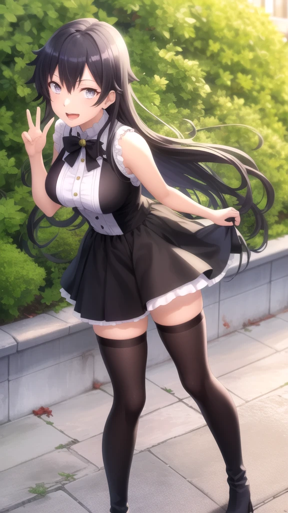 (masterpiece, best quality: 1.2), cowboy shot, solo, 1girl, smile, looking at the viewer, twintails, hildauniform, blue thighs