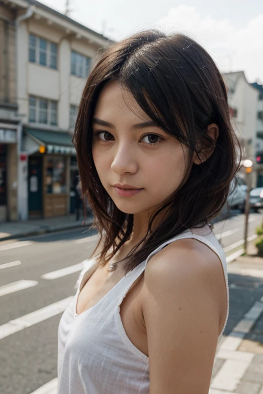 , Blown by the long wind [blue-black:.3] hair,Looking at Viewer, (masutepiece:1.3), (8K, Photorealistic, Raw photo, Best Quality: 1.4), Japanese, (1girl in), Beautiful face, (Realistic face), (Black hair, Short hair:1.3), Beautiful hairstyle, Realistic eyes, Beautiful detailed eyes, (Realistic skin), Beautiful skin, Attractive, 超A high resolution, A hyper-realistic, Highly detailed, Golden ratio,、Nogizaka Idol、Korean Idol、hposing Gravure Idol、actress、25-years old、tall、restaurant、Italy、Americans、Australia、In underwear