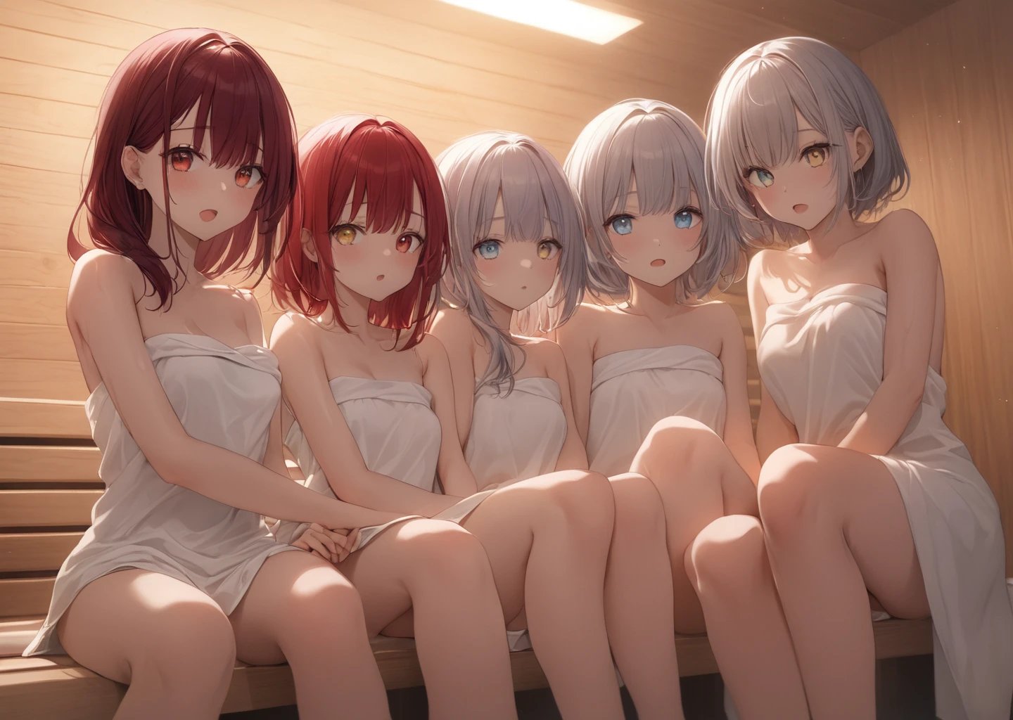 mastute piece,Best Quality,insanely detailed,8k cg,
shoot from chest up,
3girls,line up in a row,looking at viewer,side by said,body in front,
(nudi-ty,bath towel),blush,shy,ecstasy face,(trembling:1.2),pink hair,
break,
perfect breasts,perfect teats,open mouth,
in hot spring,cherry blossom,