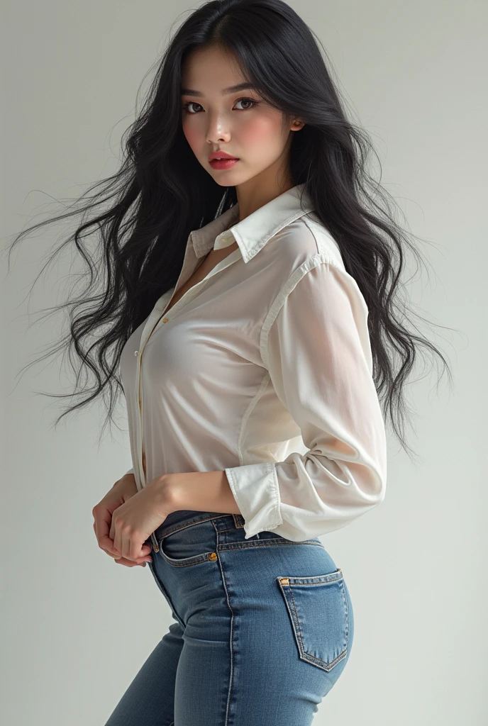 gigantic droopy tits in silk shirt