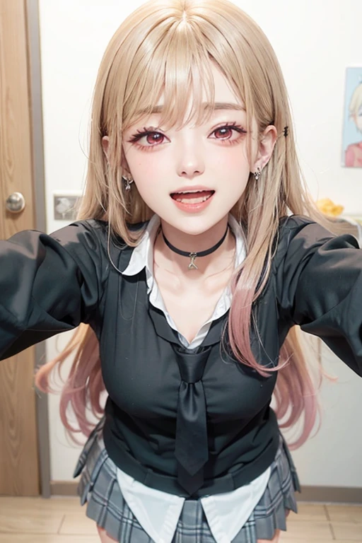 (RAW Photos, Highest quality), (Realistic, photo-Realistic:1.3), masterpiece, Very delicate and beautiful, Very detailed, CG, Unity , 2k wallpaper, wonderful, In detail, A light smile, Very detailed CG Unity 8k wallpaper, Large file size, Super detailed, High resolution, Absurd, Soft Light, (((Medium Hair:1.3), Short bangs, Pink Hair, Floating Hair NovaFrogStyle)), Beautiful detailed girl, Detailed fingers, Very detailed eyes and face, Beautifully detailed nose, Beautiful attention to detail, Long eyelashes, Light on the face, View your viewers, (Mouth closed:1.2), One girl, cute, young, Adult face, (whole body:1.3), ((Small breasts)), Realistic face, Realistic body, Beautiful thigh details, (Urzan-6500-v1.1:0.8), suit, Cross-strap clothing, Collared shirt, Open clothes, At work, Details Office, Open cardigan, Black knee socks, mini skirt, Black underwear, Unbuttoned shirt,
