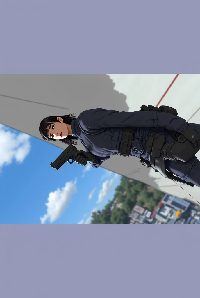 a man and a woman on a balcony, best quality, masterpiece, (realistic: 1.2), 1 men, Eren Jaeger, real life, live action, attack on Titan, Shingeki no Kyojin Season 4