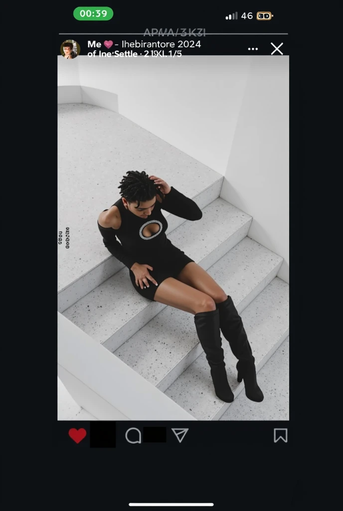 Sitting on white minimalist chair, Allegiant Movie Graphics, ((Beautiful girl, Yara Shahidi, KIKI Layne, Kylie Jenner, Maitreyi Ramakrishnan, 18 years)), Vibrant, vivid, HDR, 8k, ((detailed: 1.4)), ((hyper realistic)), Extremely Realistic, Realism, Portrait, Raw photo, Photography, Photorealism, Photoshoot,Wearing ((tightest black)) and white cotton-Lycra-fabric long sleeve mini dress, ((unreal engine graphics, octane render, RPG gaming))