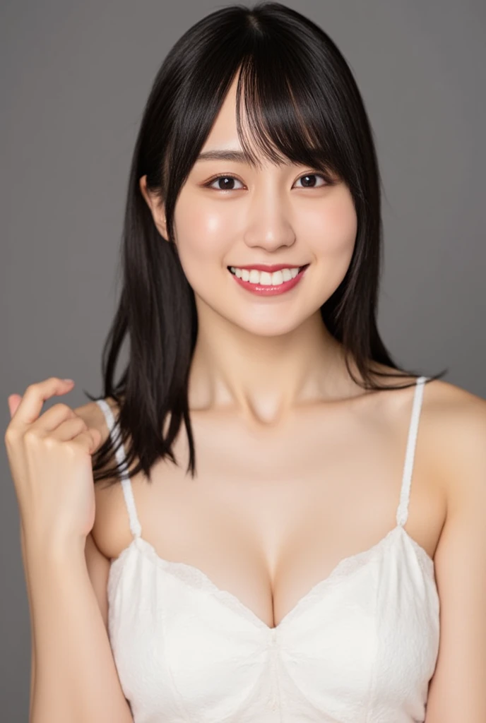 Breast Exposure、smile、cute、The face is very delicate、最高masterpiece, (Highest quality, 8K, 32k, masterpiece, Hmm.........: 1.2), Japanese women:1.5, Big Breasts:1.5、Long Hair:1.5、Looking up、smile、Open、Completely naked、Hotel