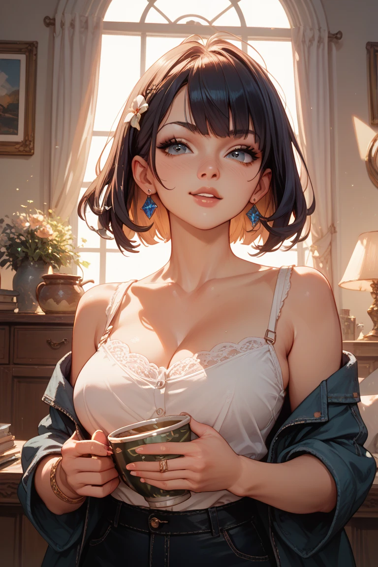 (Highest quality, Tabletop:1.2, Ultra-high resolution, Realistic:1.5), RAW Photos, One Girl,  In the Dark, Deep Shadow, Low lighting, Cool tones, Captivating Gaze, short hair, Foggy atmosphere, Mysterious atmosphere, Subtle highlights, Dramatic contrast, Elegant pose, Intense emotions, Heavenly Beauty, enchanting darkness, Attractive expression