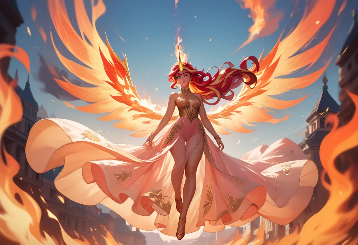 a sorceress of fire making fire dance in a the (storm of rain: 1.5), a most exquisite beautiful sorceress, controlling fire manipulating fire, a woman, dynamic hair color, dynamic hair style, (most beautiful face: 1.3), (ultra detailed face: 1.2), wet hair, wet face, dynamic eyes color, full body shot, wearing dress made of fire, wearing intricate high heels, light make up, dancing in courtyard of a fantasy castle, ((heavy rain drops: 1.1)), clouds in the sky, (anatomically correct: 1.4), (full body shot: 1.1) , vibrant, Ultra-high resolution, High Contrast, (masterpiece:1.5), highest quality, Best aesthetics), best details, best quality, highres, ultra wide angle, 16k, [ultra detailed], masterpiece, best quality, (extremely detailed), firecd_xl, phoenix dress, fireMagicAI, Intense gaze