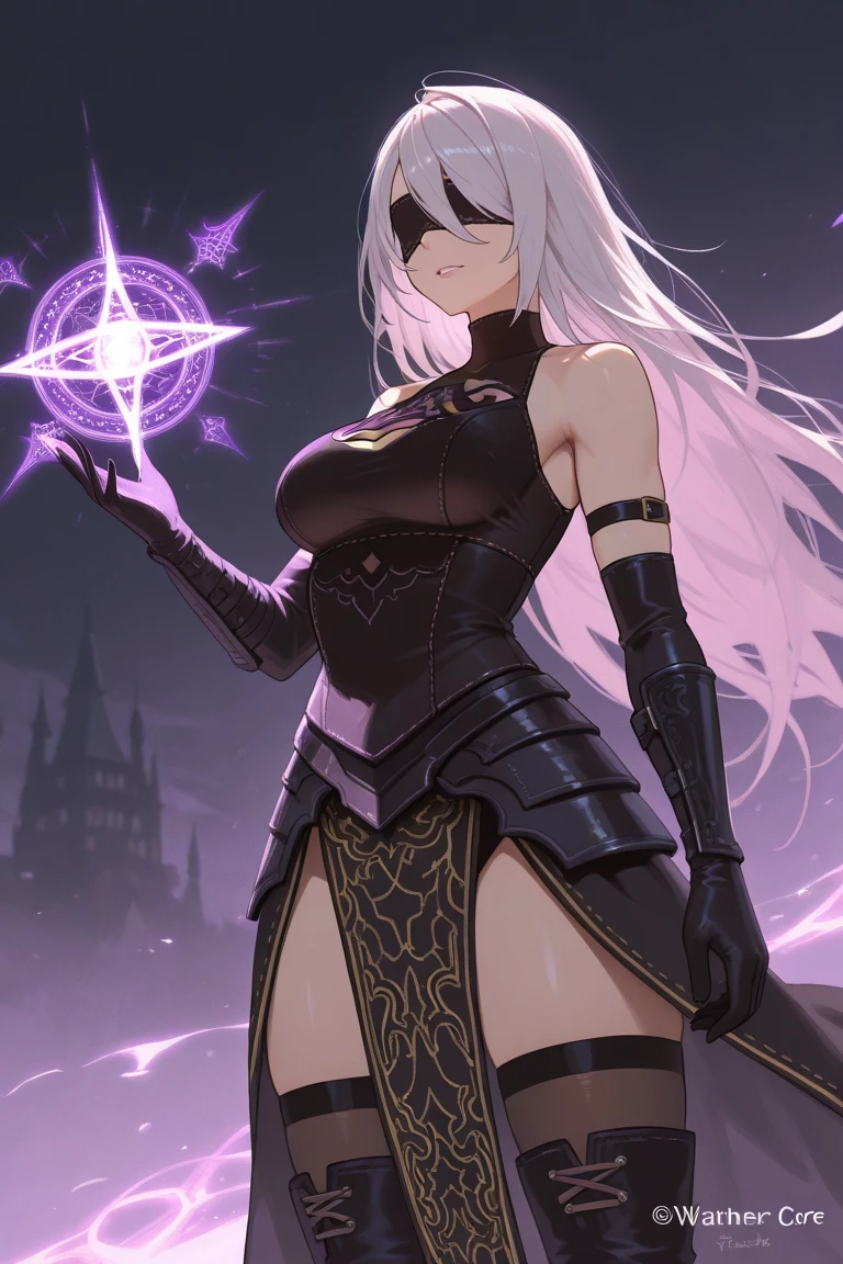 (high quality,High resolution,Textured skin,high quality,Caution about scars,Precise CG unification,gameCG),(One adult woman),white costume,Fighting,Are standing,Dark Night,Ruined Church,violet hair,holy,