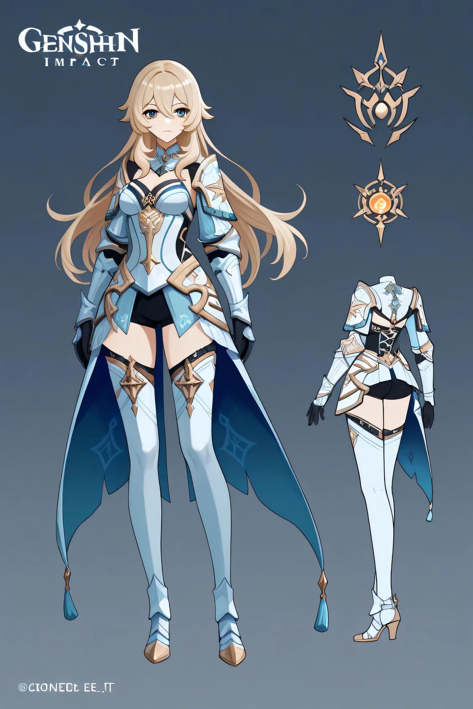 girl,thin,mini ,tall,long legs,long hair,,front view,concept art sheet,anime armored art style,armored fantasy,armored genshin impact